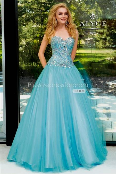 blue ball gown prom dresses