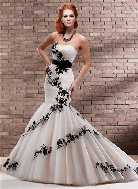 blue, black and white wedding dresses