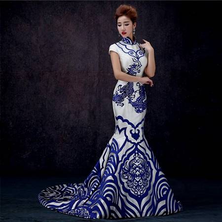 blue chinese wedding dresses