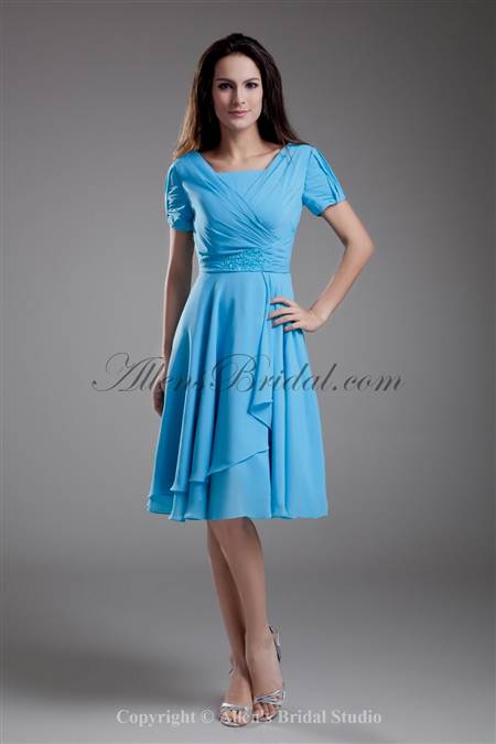 blue cocktail dresses with sleeves
