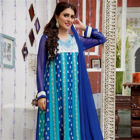 blue dresses pakistani simple