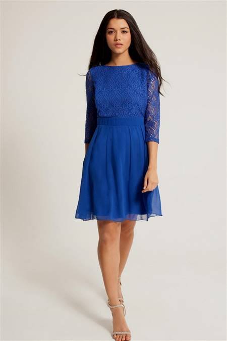 blue dresses with lace sleeves