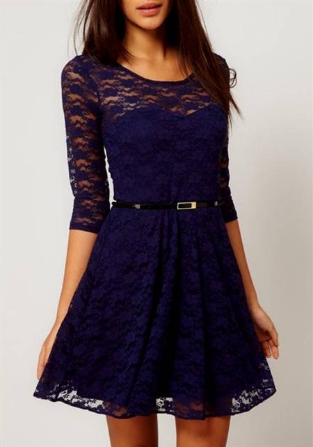 blue dresses with lace sleeves
