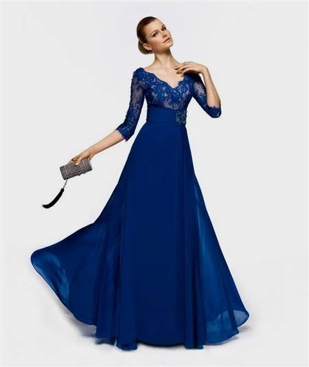 blue gown with sleeves