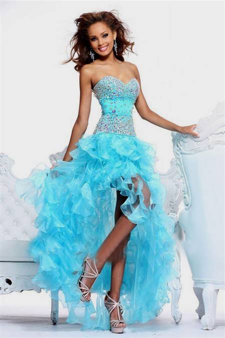blue high low prom dresses