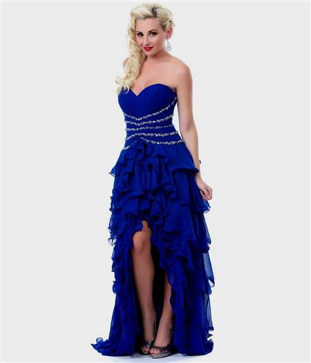 blue high low prom dresses