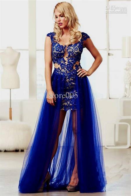 blue lace prom dresses