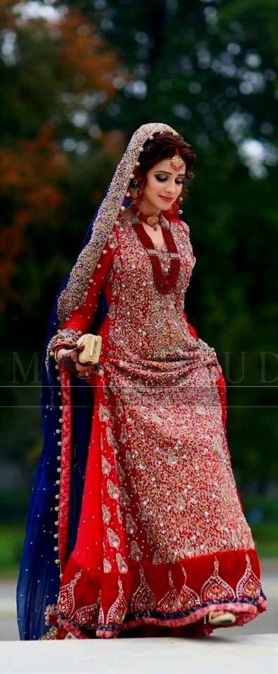 bridal dresses in red and blue