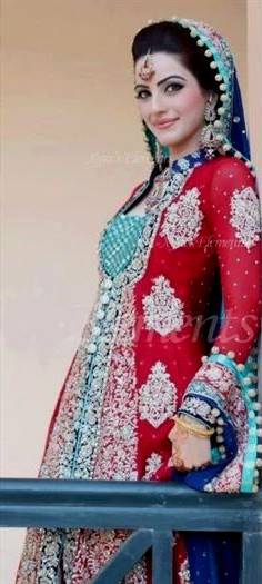 bridal dresses in red and blue