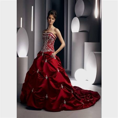 bridal dresses in red and white