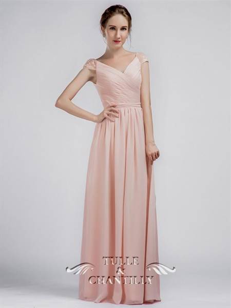 bridesmaid dresses with lace sleeves pink