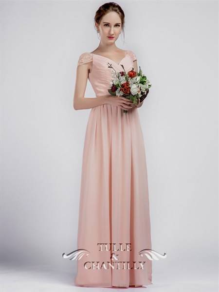 bridesmaid dresses with lace sleeves pink