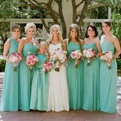 bright turquoise bridesmaid dresses