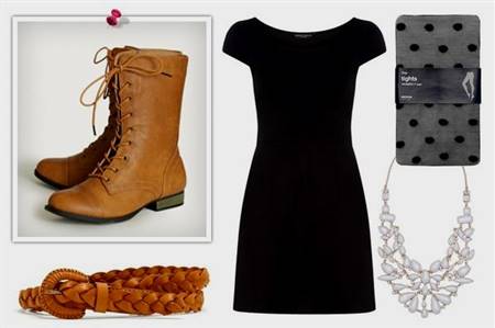 casual black dress with accessories