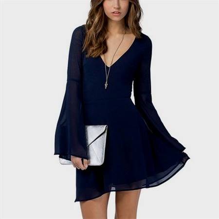 casual blue dresses with sleeves