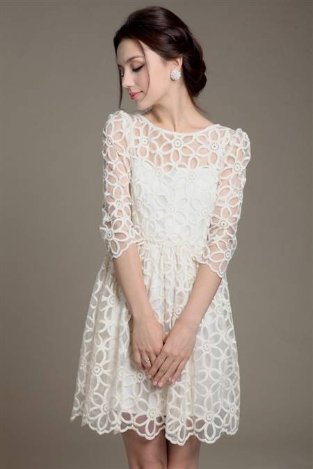 casual cocktail white dresses with sleeves