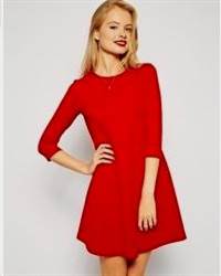 casual red dress with sleeves