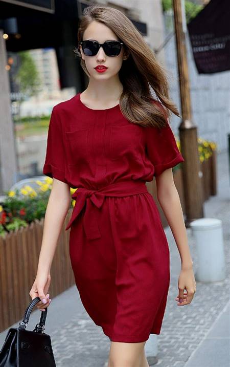 casual red dress with sleeves