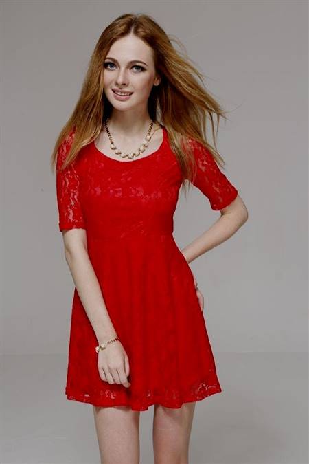 casual red lace dress
