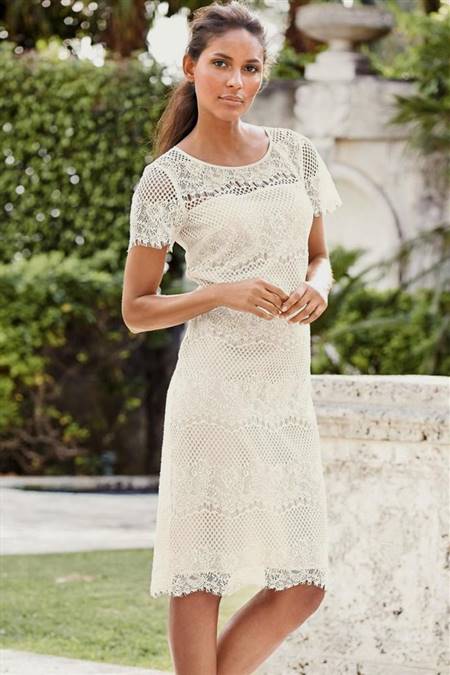 casual white lace dress knee length