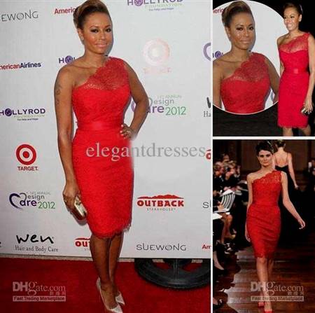 celebrities in red cocktail dress