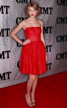 celebrities in red cocktail dress