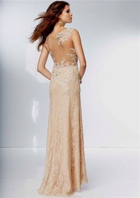 champagne lace prom dresses