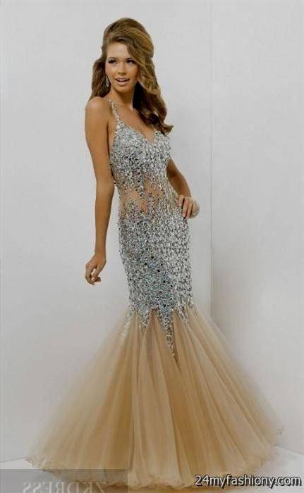 champagne mermaid prom dress