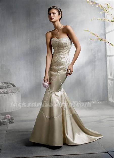 champagne mermaid wedding dress