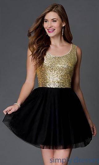 cocktail dress black and gold