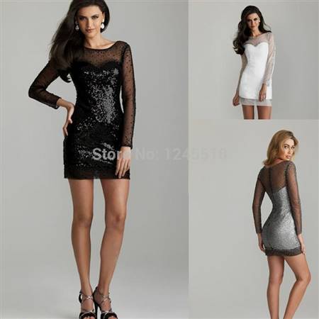 cocktail dress black and silver with sleeves