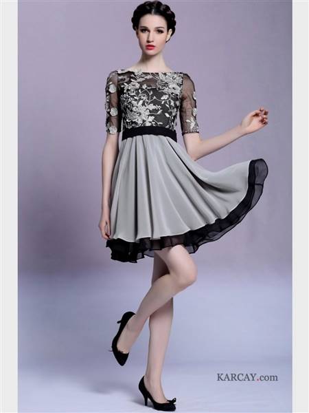 cocktail dress black and silver with sleeves