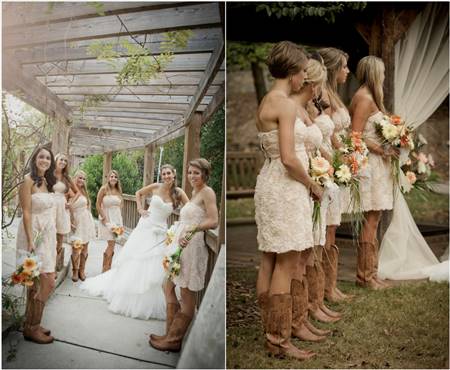 country wedding dress with cowboy boots
