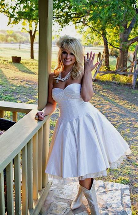 country wedding dress with cowboy boots