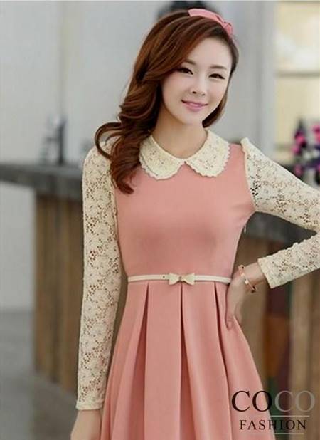 cute korean dresses pink