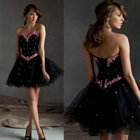 cute pink and black prom dresses