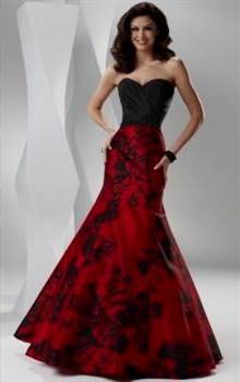 dark red and black prom dress