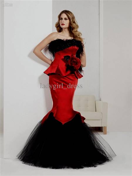 dark red and black prom dress