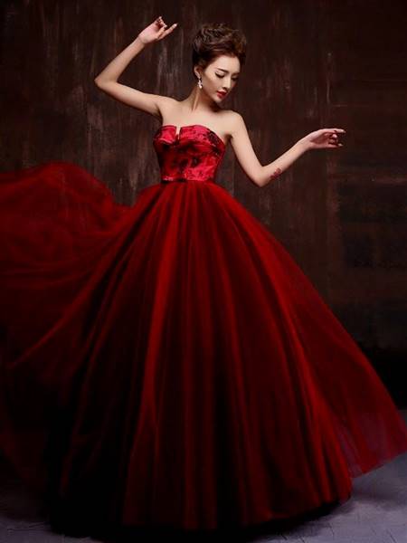 dark red ball gown