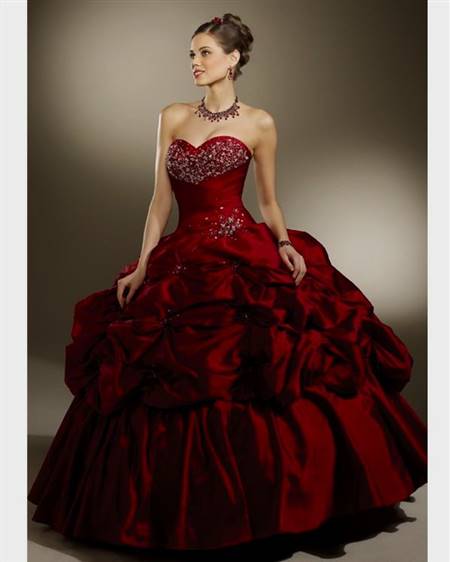 dark red ball gown dresses