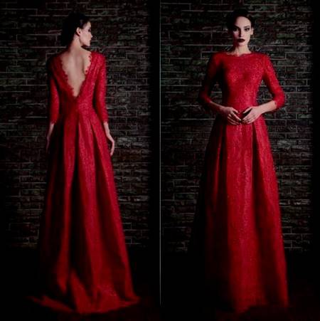 dark red prom dresses with sleeves