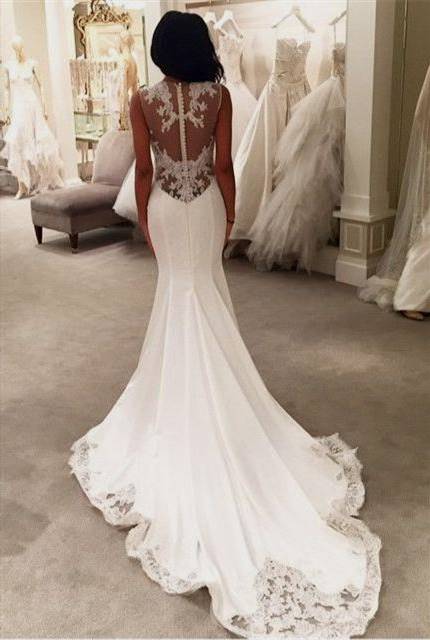 elegant lace open back wedding dresses