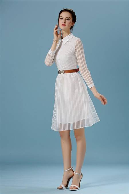 elegant white dress with sleeves