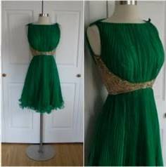 emerald green cocktail dress with wide belt