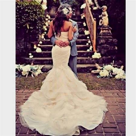 fishtail backless lace wedding dress