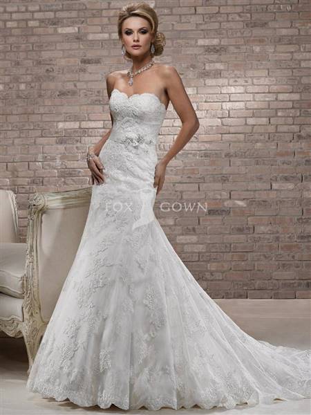 fit and flare lace wedding dress with bling