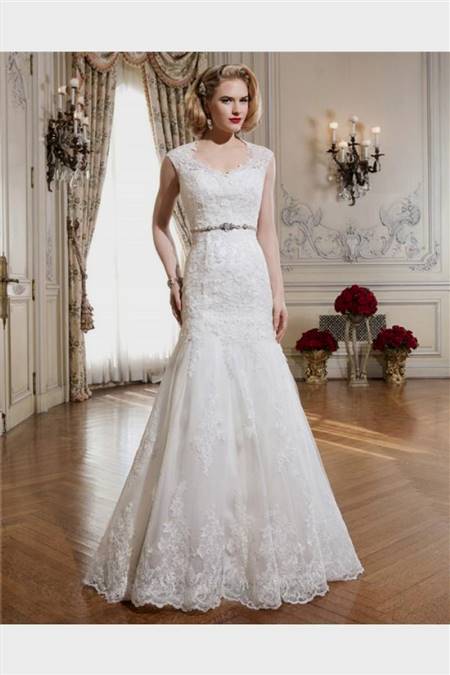 fit and flare wedding dress with sleeves