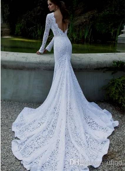 fitted lace wedding dress with sleeves