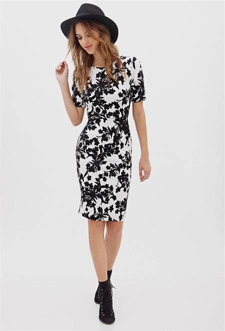 floral black and white casual dress