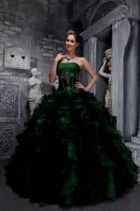 forest green ball gown